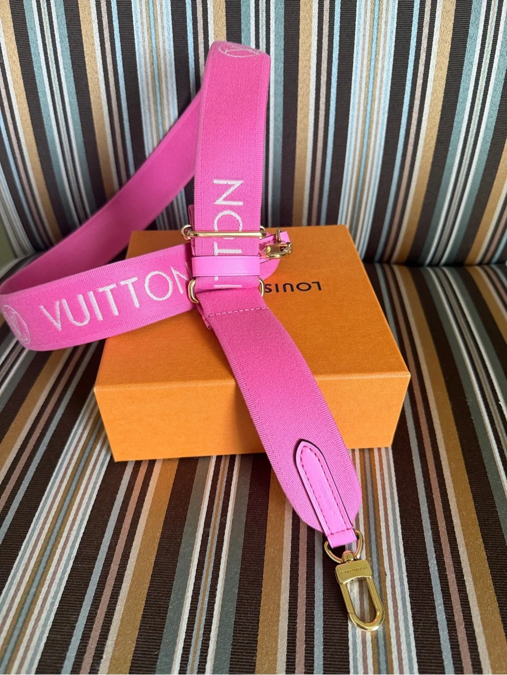 Louis Vuitton Rare Fuchsia Pink Monogram Canvas Strap with Gold-Tone Hardware